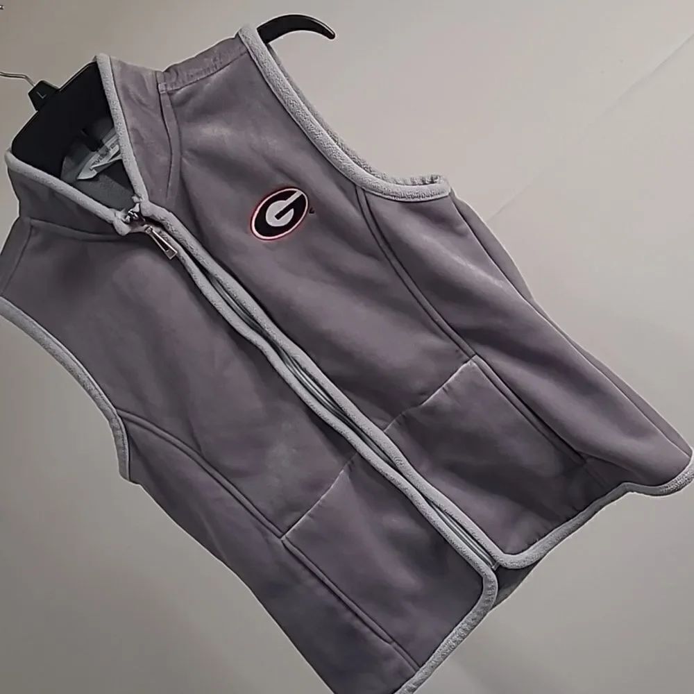 Level wear GA bulldog 100% poly velour gray vest sz S/P